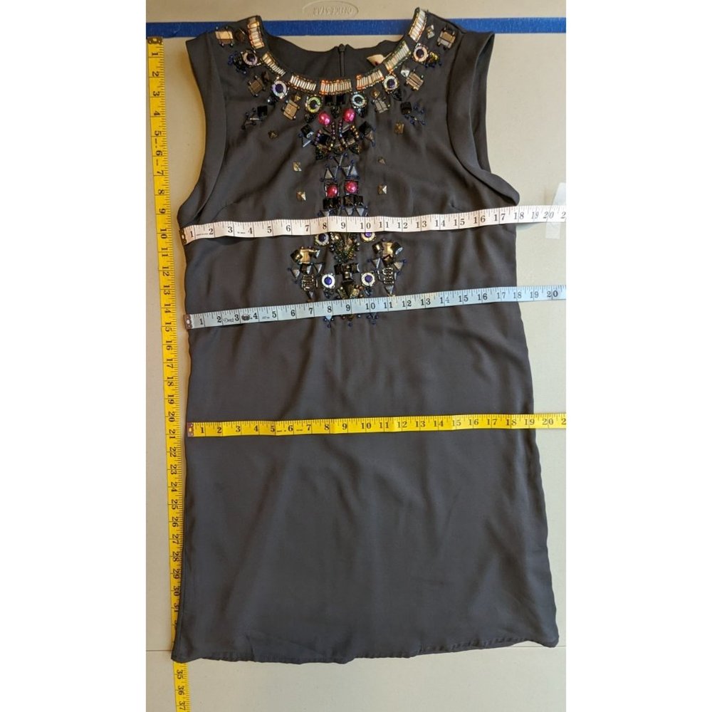 YUMI sleeveless colorful sequin‎ beaded glittery dark gray summer mini dress 6 8 - Picture 4 of 7